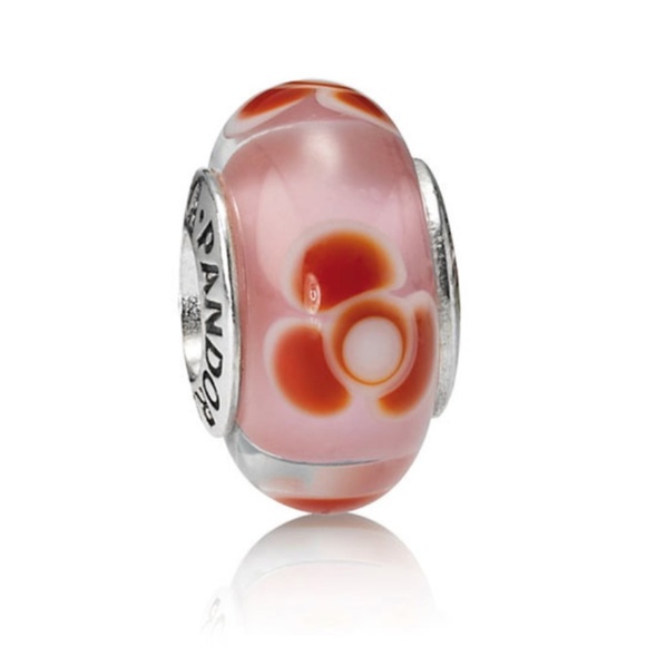 Pandora Flowers for You Red/Pink Murano Glass Charm *Retired* - Picture 2 of 7